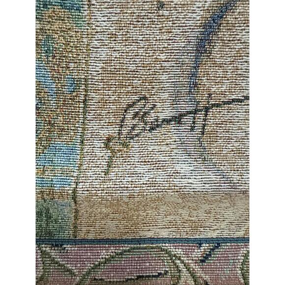 VTG French Tapestry Flowers Butterfly Wall Hanging Art Home Decor 3x4’ Cottage - Picture 6 of 8